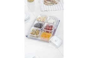 Resim Ews Akrilik Şeffaf 6’lı Kapaklı Kahvaltılık Kahvaltı Seti & Saklama Kabı (Cam DEĞILDIR)-1825 