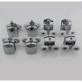 Resim Krom Kaplama Plastik Duşakabin Tekeri Tekerleği Rulmanı 8'li Set 4 Alt 4 Üst 22 Mm Teker Çapı Parlak Krom 