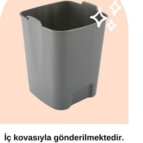 Resim Bayev 5 Litre Koyu Gri Kare Pedallı Çöp Kovası - Mutfak Tezgah Üstü, Banyo Ve Ofis İçin Çöp Kovası 