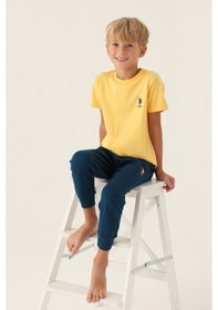 Resim U.S. Polo Assn. U.s. Polo Assn Lisanslı Palm Tree Sarı Erkek Çocuk Pijama Takımı 5274-43359 Turuncu 