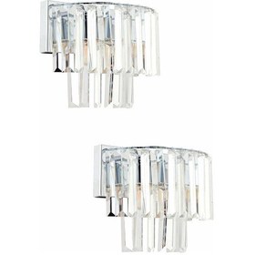 Resim Nilüfer Krom Kristal Taşlı 2'li Aplik Seti Diğer 