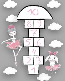 Resim Seksekli Kız Çocuk Oyun Halısı Dekhera C6012 - 100X300 / Deri Taban 