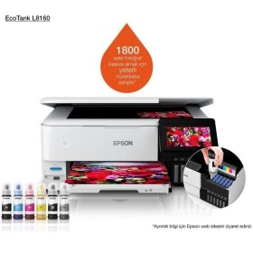 Resim Epson Ecotank L8160 A4 Fotoğraf Yazıcısı 1800 Adet Baskı Kapasitesi ile Beyaz Renkli Tarayıcı Fotokopi 