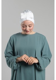 Resim Hürrem Bone Krem Pratik Hazır Geçmeli Fiyonklu Bone Sandy Çift Taraflı Çapraz 3007b 40 Krem 