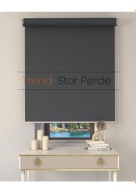 Resim Gri Stor Etek Dilimsiz Zebra Stor Güneşlik Perde Gri 