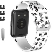 Resim Huawei Watch Fit İçin Desen Baskı Silikon Watch Band Yedek Kayış 