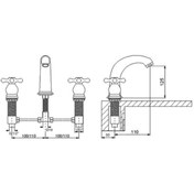 Resim Newarc Krom 3 Delikli Lavabo Bataryası 