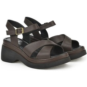 Resim Ziya, Kadın Hakiki Deri Topuklu Sandalet 141992z61001 Kahve 141992z61001 300 Kahverengi 