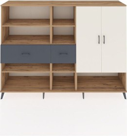 Resim Hyperion Dolap 10 Raflı 2 Çekmeceli 2 Kapaklı 220x44x163 Çam-ayta Çam-aytaşı/antrasit 