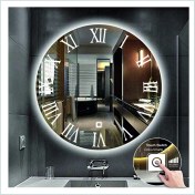 Resim Dnr-Mirror60 Cm Beyaz Ledli Tasarım Kumlamalı Dokunmatik Tuşlu Banyo Aynası Makyaj Aynası Işıklı Ayna 