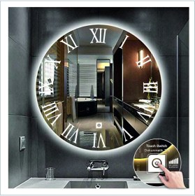 Resim Dnr-Mirror60 Cm Beyaz Ledli Tasarım Kumlamalı Dokunmatik Tuşlu Banyo Aynası Makyaj Aynası Işıklı Ayna 