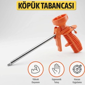 Resim Master Turuncu Ergonomik Saplı Metal Uçlu Köpük Tabanca Hassas Uygulama Için Profesyonel Köpük Tabancası 