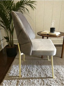 Resim Msy Home 6 Kişilik Nova White Gold Beyaz Masa Yönsüz Kumaş Modern Ve Şık Yemek Masası Takımı Cappuccino 
