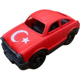 Resim Türk Bayraklı Kırmızı Kırılmaz Araba 10 cm 