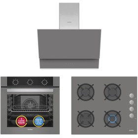 Resim Simfer 9 Fonksiyon Qs Dijital Gri Büyük Pop-up Ankastre Set ( Fırın + Ocak + Davlumbaz) 