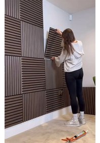 Resim Ceviz 40x40cm Yeni Nesil Akustik Ahşap Duvar Paneli 