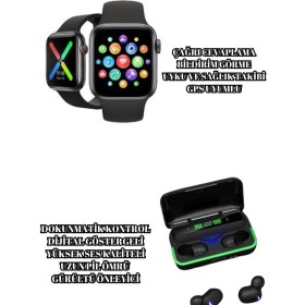 Resim Marsilyan Ucuz ve Kaliteli Kulaklıklı Saat Seti Bluetooth Bağlantılı Akıllı Saat ve Kulaklık 