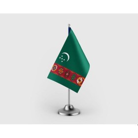 Resim Türkmenistan Tekli Saten Masa Bayrağı Seti Diğer 
