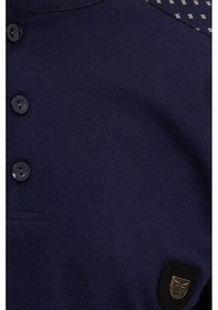 Resim Tudors Erkek Standart Fit Normal Kesim %100 Pamuk Bisiklet Yaka Beli Lastikli Lacivert Pijama Takımı-37946 Lacivert 