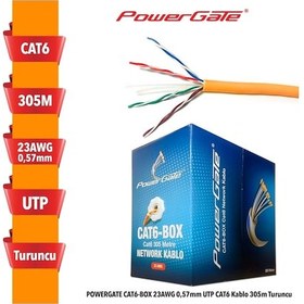 Resim Powergate Cat6-box-or, 23awg, 0,57mm, Utp, Cat6 Kablo, 305m, Turuncu 