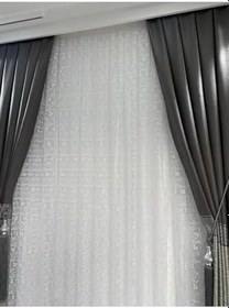 Resim Tül Desenli Brode Kumaş 1 3 Sık Pileli Boru Pile Beyaz Renk,Beyaz 450 X 220 
