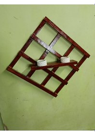 Resim Doğal Ahşap Dekoratif Duvar Rafı Açık Kahverengi 