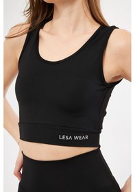 Resim Lesa Wear Halter Yaka Spor Sütyeni Crop Top Siyah 