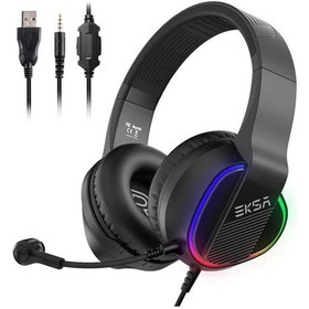 Resim Eksa E400 Gaming Kulaklık Oyuncu Kulaklığı 3D Surround RGB Led 3.5 mm & Çıkarılabilir Mikrofon - ZORE-257904 