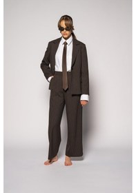 Resim Kadın Acı Kahve Çift Pileli Pantolon Acı Kahverengi 