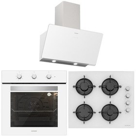 Resim Silverline BO6503W01 - CS5349W01 - 3457 Soho 60 Beyaz Cam Ankastre Set 