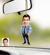 Resim Bk Gift Kişiye Özel Bay Polis Karikatürlü Ahşap Araba Dikiz Ayna Süsü 