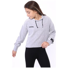 Resim Toontoy Kız Çocuk Kapüşonlu Kadife Sweatshirt Gri Melanj 