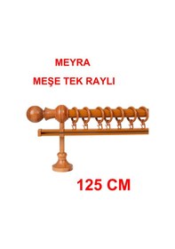Resim Meyra Demonte Başlıklı Ahşap Rustik Perde Askısı - Tek Raylı -meşe 125 Cm Meşe 