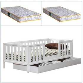 Resim Montessori Yatak, Berlin MDF Yavrulu Yatak +2 Yatak - Beyaz 