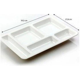 Resim 5 Adet 5 Gözlü Kırılmaz Plastik Tabldot Tabağı Beyaz Self Servis Tabildot Tabilot Tabak Beyaz 