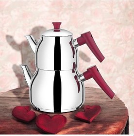 Resim Viola Aile Damla Paslanmaz Çelik Çaydanlık Pembe 