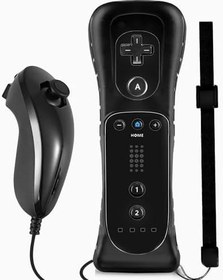 Resim Wii uzaktan kumanda ve Nunchuck Joystick yedek uzaktan kumanda Wii için silikon kılıf ve bilek kayışı Wii ile uyumlu, Motion Plus yok 