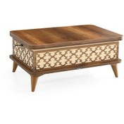 Resim Akıllı Laptop Sehpa Yemek Masası Orta Sehpa Ceviz-Krem 