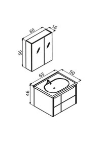 Resim Orka Likya 65 Cm Mdf Mat Beyaz Banyo Dolabı Takımı Beyaz 