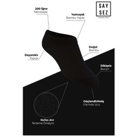 Resim Saysez Bambu Erkek Sneaker Çok Renkli Çorap Dikişsiz Görünmez Bilekte Spor Çorap Premium 6'lı Paket Çok Renkli 
