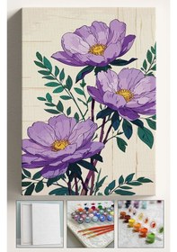 Resim Sayılarla Boyama Seti Çerçeveli Hobi Seti Tuval Fırça Boya Kasnaklı Set 40x50 Cm Mor Şakayık 