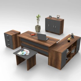 Resim L'occi Concept Diego Abcef Ofis Büro Masa Takımı Barok-Antrasit 