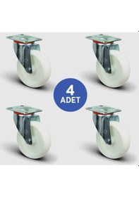 Resim Emes EM01ZKZ100 Döner Tablalı Poliamid Kaplı Tekerlek 4 Adet 