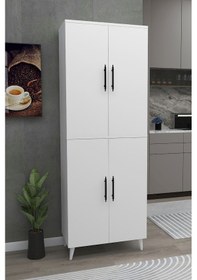 Resim Meta 6 Raflı 4 Kapaklı Çok Amaçlı Xl Dolap Mutfak Banyo Balkon Erzak Killer Dolabı - Beyaz 