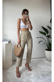 Resim Lady Pixie Gofre Kumaş Yanlardan Cepli Şalvar Pantolon 