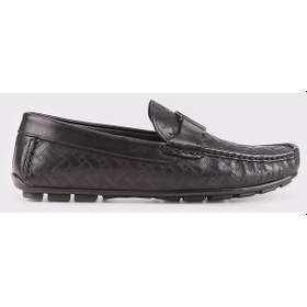 Resim Hakiki Deri Siyah Erkek Loafer - Siyah 
