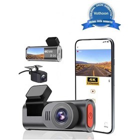 Resim 4k Wifi Çift Kameralı Araç Kamerası Gece Görüşlü G-sensörlü Dash Cam 170 Derece 
