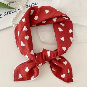 Resim 1 adet Zarif Kırmızı Kalp Baskılı Eşarp - Yumuşak Pamuk Karışımlı, Saç Aksesuarları ve Şık Boyunluklar için Mükemmel, Günlük Saç Bandı|Şık Boyunluk|Pamuk Karışımlı Eşarp 