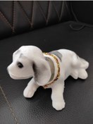 Resim İthal Başı Sallanan Nostaljik Köpek Oto Aksesuar Beyaz-gri 