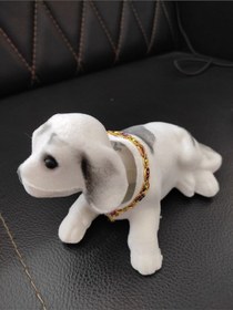 Resim İthal Başı Sallanan Nostaljik Köpek Oto Aksesuar Beyaz-gri 